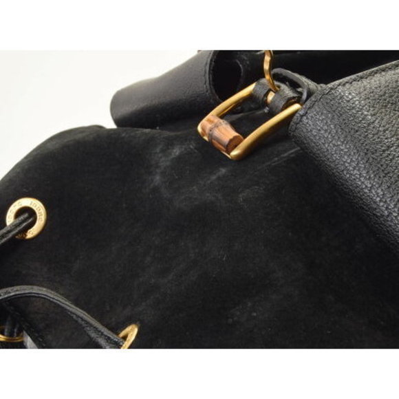 GUCCI Bamboo Backpack Suede Black - Picture 8 of 12